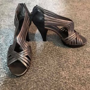 Franco Sarto Pewter Heels, Size 7